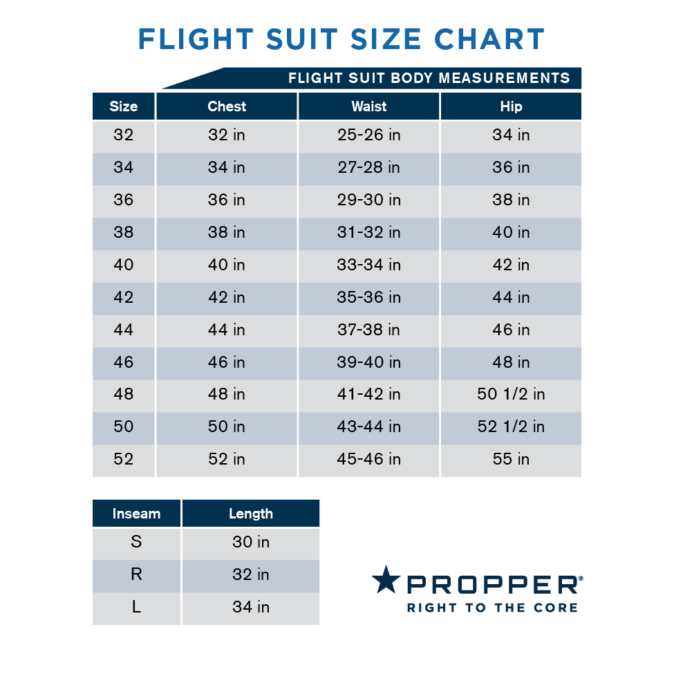 Propper Flight Suit Fit Size Chart