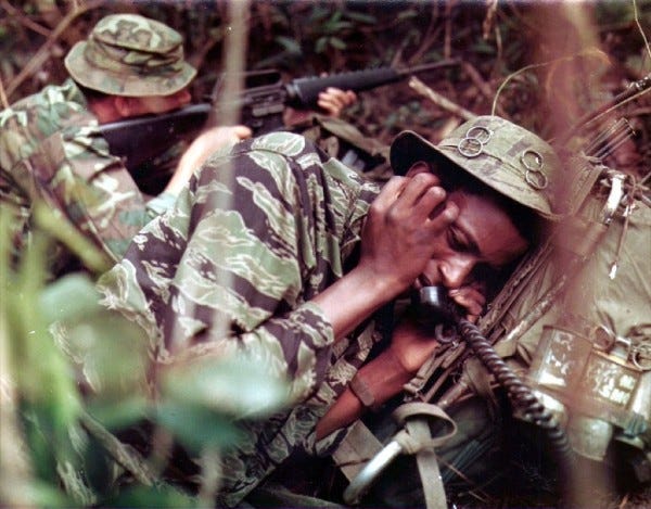 Soldier wearing boonie hat during Vietnam war