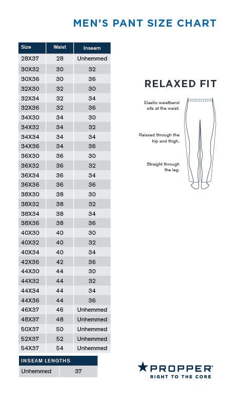 Propper Pants Relaxed Fit Size Chart
